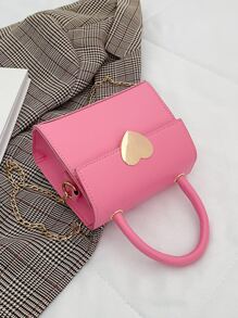 Bolso cartera con cadena mini con adorno de corazón - Rosa - Ver 2