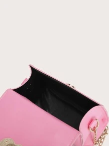 Bolso cartera con cadena mini con adorno de corazón - Rosa - Ver 5