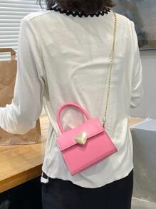 Bolso cartera con cadena mini con adorno de corazón - Rosa - Ver 6