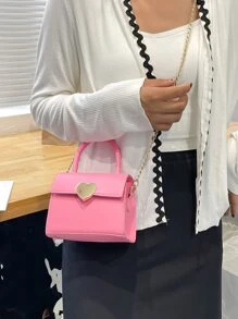 Bolso cartera con cadena mini con adorno de corazón - Rosa - Ver 8