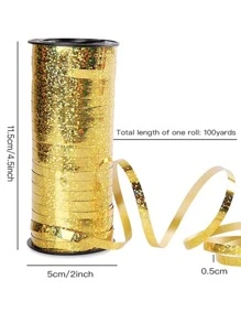 1/2/4 piezas Cinta metálica láser de 100 pies, Cuerda para globos - Dorado - Ver 6