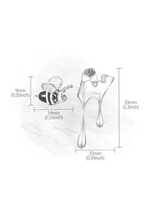 ESBERRY 1對女士蜜蜂和滴蜜不對稱耳釘，S925純銀華麗時尚首飾禮物，適合派對假期使用