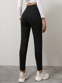 Chiquease Solid High Waist Leggings - Black - View 2