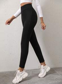 Chiquease Solid High Waist Leggings - Black - View 3