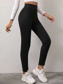 Chiquease Solid High Waist Leggings - Black - View 4