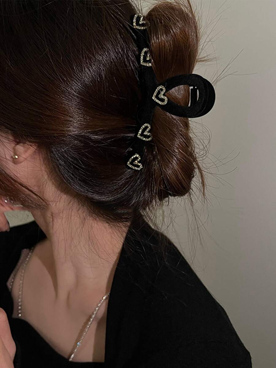 Rhinestone Heart Decor Hair Claw - Multicolor - View 1