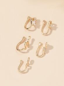 Phổ Biến 5 Cái/bộ Đính Đá Cubic Zirconia & Trang Trí Trái Tim Mũi Vòng Đồng Đơn Giản & Phong Cách Dành Cho Nữ & Bé Gái Unisex - Vàng - Xem 2