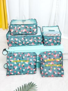 6pcs Travel Storage Bag Organizer Pouch Set Floral & Letter Graphic Print, Multi-Size For Packing Clothes, Accessories, Toiletries For Travel Storage Bag,Makeup Bag,Cosmetic Bag,Vacation Organizer,Large Capacity Makeup Organizer Makeup Case, For Lipstick, Brush, Skincare, Mobile Phone, Coin, Small Items, For Home,Gift,Vacation And Festival Halloween Christmas Multifunctional Use - Multicolor - View 3