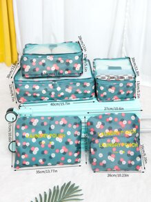 6pcs Travel Storage Bag Organizer Pouch Set Floral & Letter Graphic Print, Multi-Size For Packing Clothes, Accessories, Toiletries For Travel Storage Bag,Makeup Bag,Cosmetic Bag,Vacation Organizer,Large Capacity Makeup Organizer Makeup Case, For Lipstick, Brush, Skincare, Mobile Phone, Coin, Small Items, For Home,Gift,Vacation And Festival Halloween Christmas Multifunctional Use - Multicolor - View 2