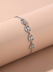 Cubic Zirconia Decor Bracelet - Silver - View 1