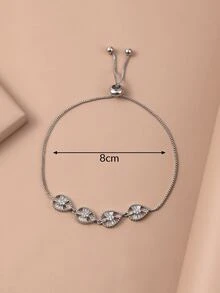 Cubic Zirconia Decor Bracelet - Silver - View 4
