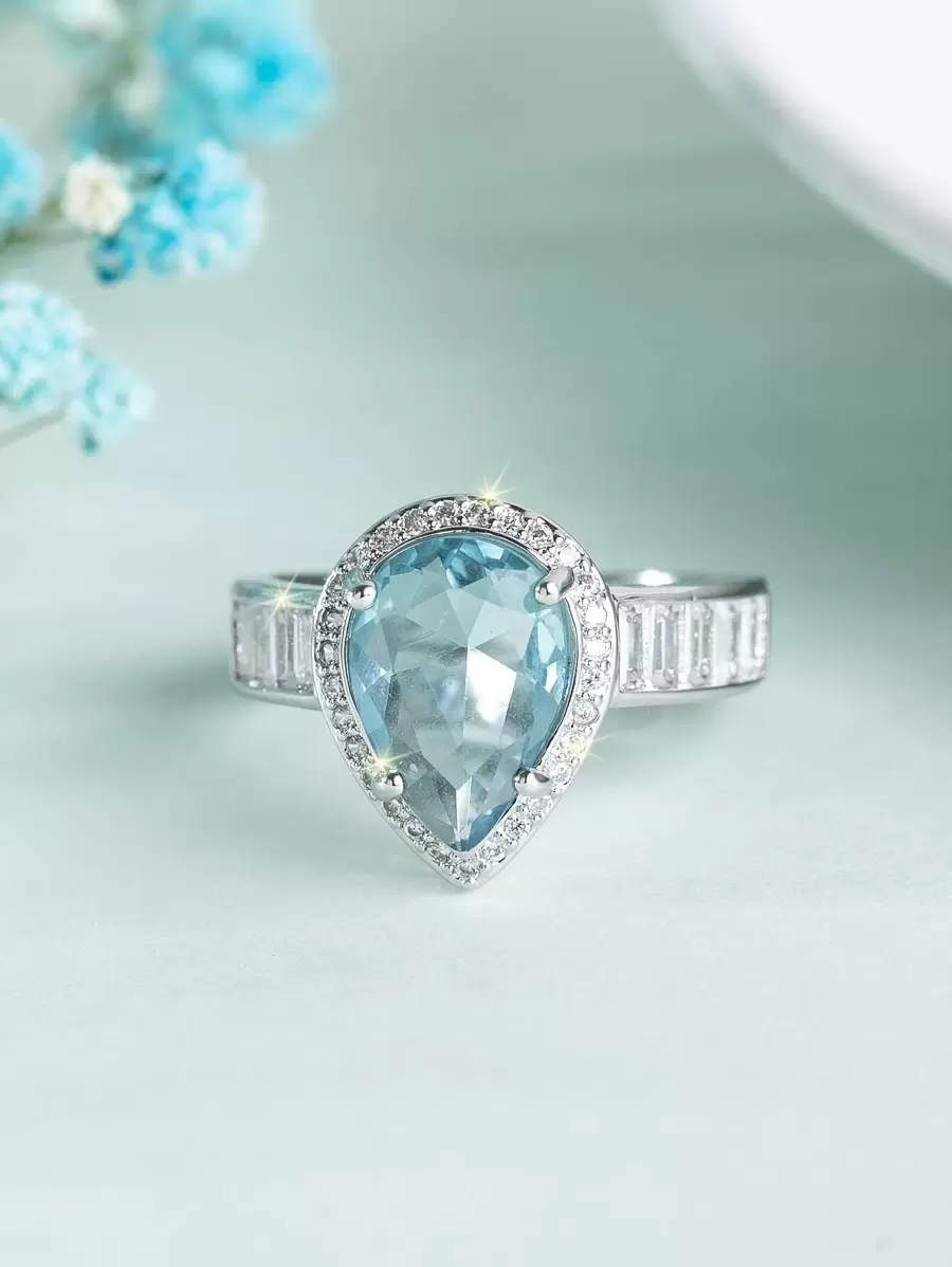 Vòng trang trí hình giọt nước khối Zirconia - Màu xanh lam - Xem 1