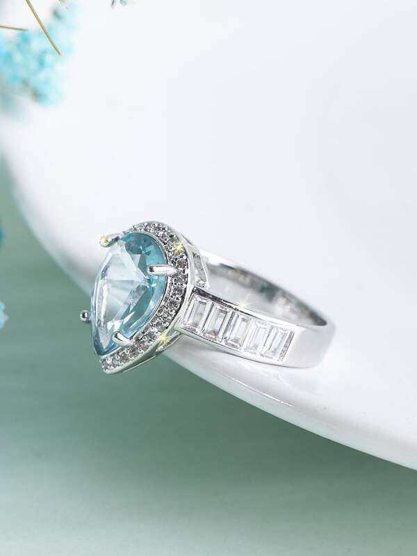 Cubic Zirconia Waterdrop Decor Ring SHEIN USA