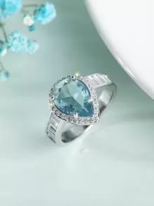 Vòng trang trí hình giọt nước khối Zirconia - Màu xanh lam - Xem 3