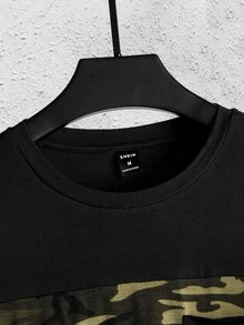 GENTILAND Men Camo Print Pocket Patched Tee - Multicolor - View 3