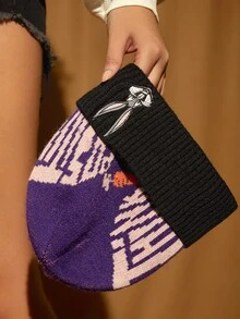 LOONEY TUNES X SHEIN Cartoon Embroidered Letter Graphic Cuff Beanie - Multicolor - View 2