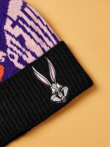 LOONEY TUNES X SHEIN Cartoon Embroidered Letter Graphic Cuff Beanie - Multicolor - View 6