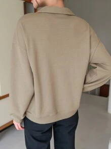 DAZY Casual Eenkleurig Sweatshirt Voorpand met Knoopjes
