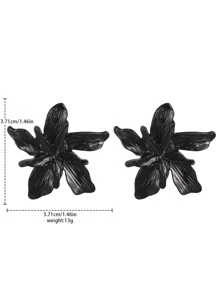 Flower Stud Earrings - Black - View 6