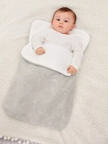 1pc Baby Plush Swaddling Blanket - Grey - View 1