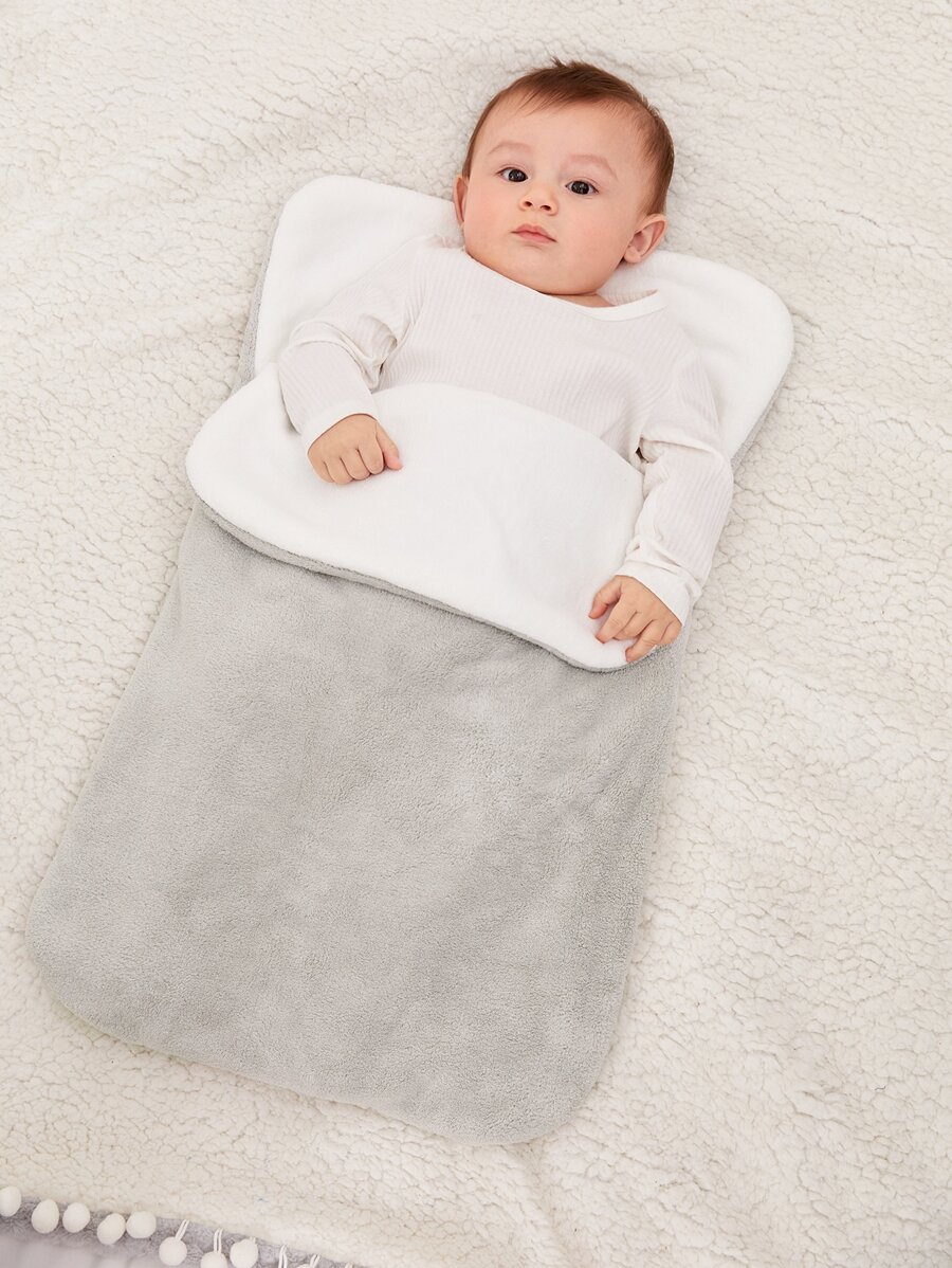 1pc Baby Plush Swaddling Blanket - Grey - View 1
