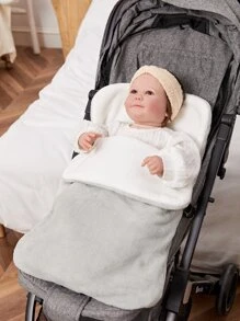 1pc Baby Plush Swaddling Blanket - Grey - View 3