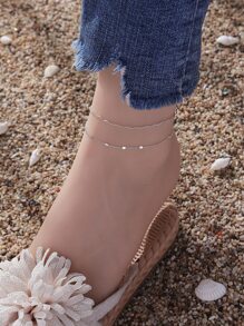 2pcs Round Decor Anklet - Silver - View 1