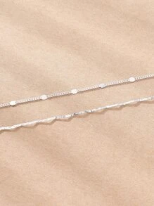 2pcs Round Decor Anklet - Silver - View 4