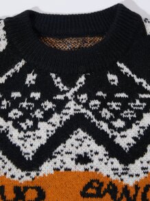 男士字母和卡通圖案套頭毛衣 - 彩色 - 查看 6