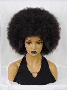 Short Afro Curly Synthetic Wig - Black - View 3