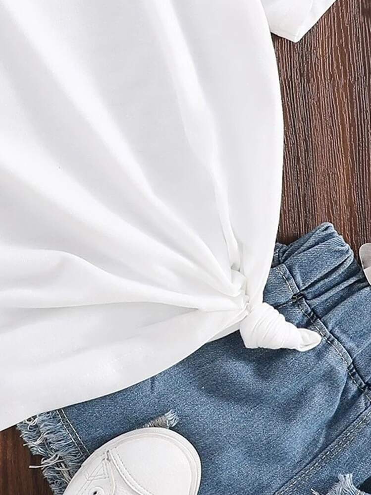 Tween Girl Letter Graphic Tee - White - View 4