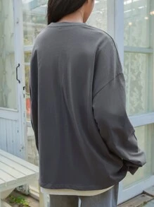 DAZY 1 件字母图案落肩超大 T 恤 STEADY STATE 1988 DEEM 长袖女式上衣精选，秋季女装