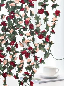 1 件 2.4 米小玫瑰藤，人造花适用于婚礼/活动/派对装饰、家具/客厅/桌子/墙壁/户外围栏装饰、假植物、秋季装饰、房间、书桌、花园装饰、房间装饰用品、情人节、礼物 - 彩色 - 查看 3