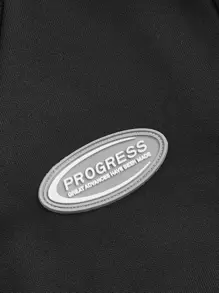 SHEIN EZwear 大碼字母補丁細節二合一運動衫 - 黑色 - 查看 4