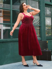 SHEIN Belle Plus Size Cami Dress - Maroon - View 2