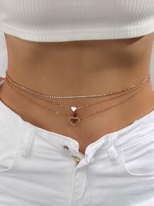 NAIZHU 3pcs Hình trái tim Pha lê NỮ Gợi cảm Dây chuyền thắt lưng Đồ trang sức Tiệc nhảy múa Thời trang Phụ kiện - Vàng - Xem 1