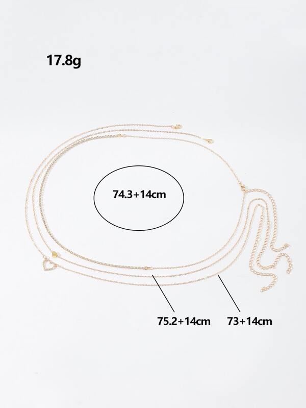 3pcs Rhinestone Heart Decor Waist Chain SHEIN UK