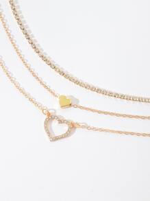 NAIZHU 3pcs Hình trái tim Pha lê NỮ Gợi cảm Dây chuyền thắt lưng Đồ trang sức Tiệc nhảy múa Thời trang Phụ kiện - Vàng - Xem 5