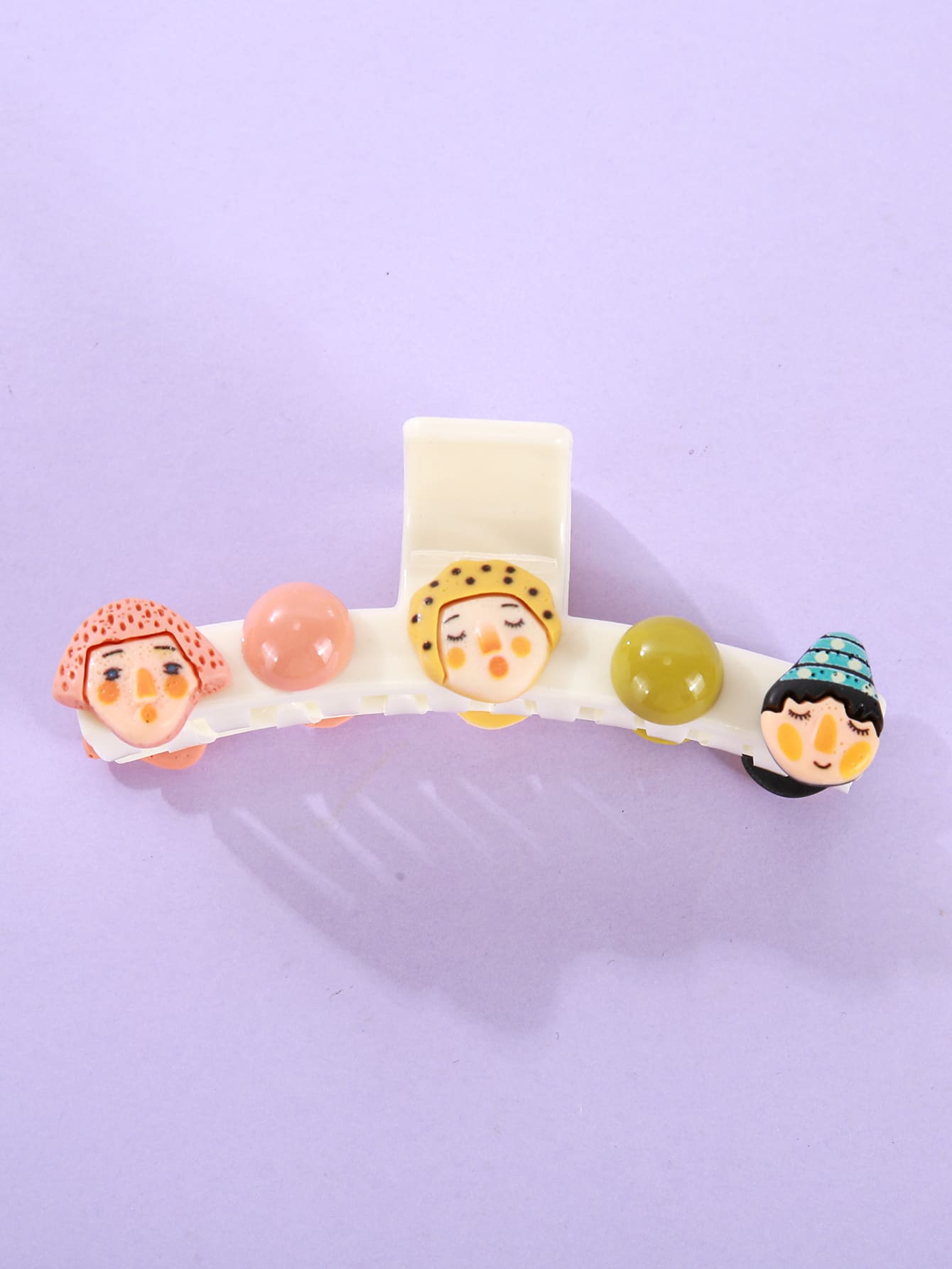 Cartoon Figure Decor Hair Claw - White - View 1