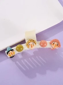 Cartoon Figure Decor Hair Claw - White - View 4