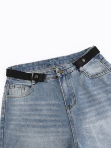 素色鬆緊腰帶 - 黑色 - 查看 1