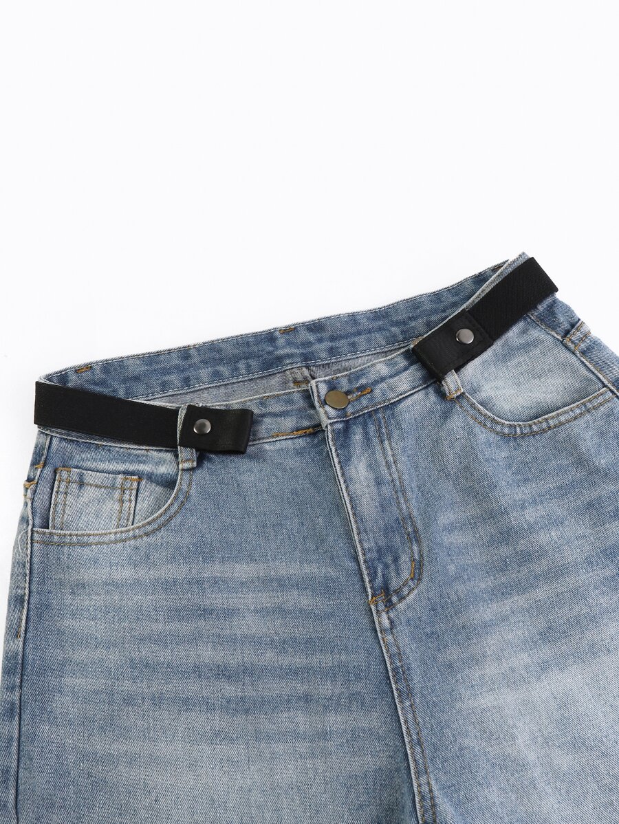 素色鬆緊腰帶 - 黑色 - 查看 1