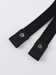 素色鬆緊腰帶 - 黑色 - 查看 2