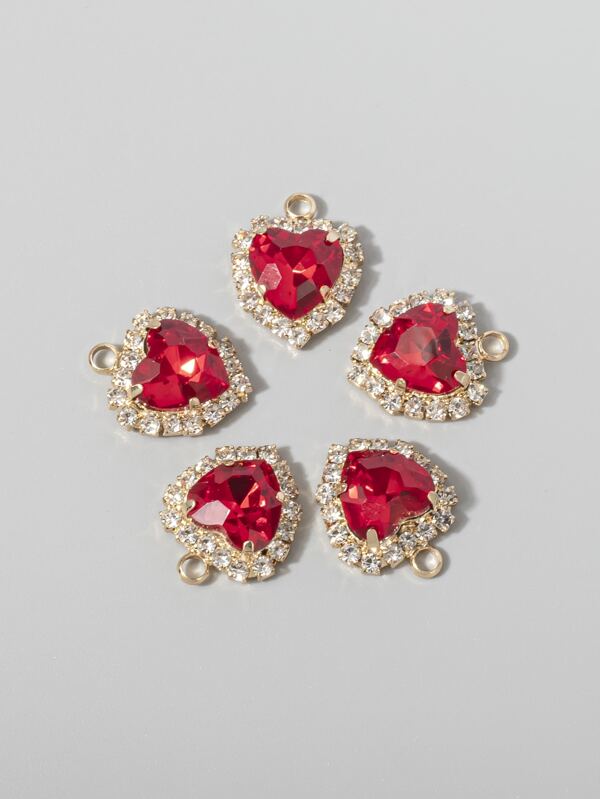 5pcs Rhinestone Heart DIY Pendant Valentines