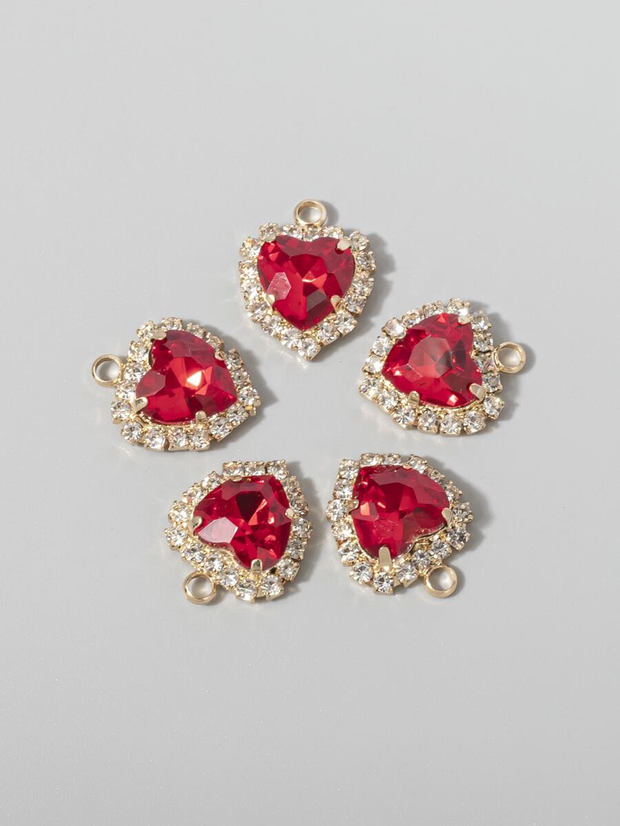 5pcs Rhinestone Heart DIY Pendant Valentines