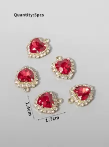 5pcs Rhinestone Heart DIY Pendant Valentines