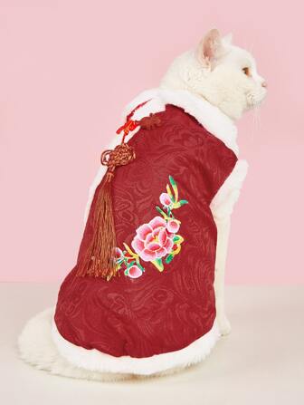 1件宠物新年服装，适合猫狗，保暖又喜庆