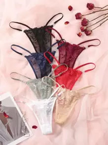 7pack Plain Floral Thong - Multicolor - View 1