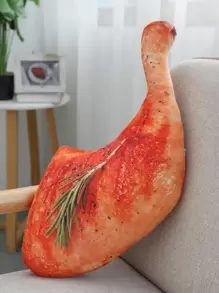 1pc Fried Chicken Leg Design Cushion Cover With Filler - Multicolor - View 1