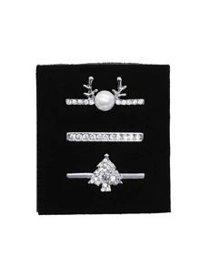 3 件裝銀色珍珠鹿角錶帶裝飾環螺柱兼容 Apple 錶帶、聖誕樹鹿裝飾環、腕帶吊墜金屬創意鉚釘適用於 20 毫米三星 Galaxy 錶帶 - 銀色 - 查看 1